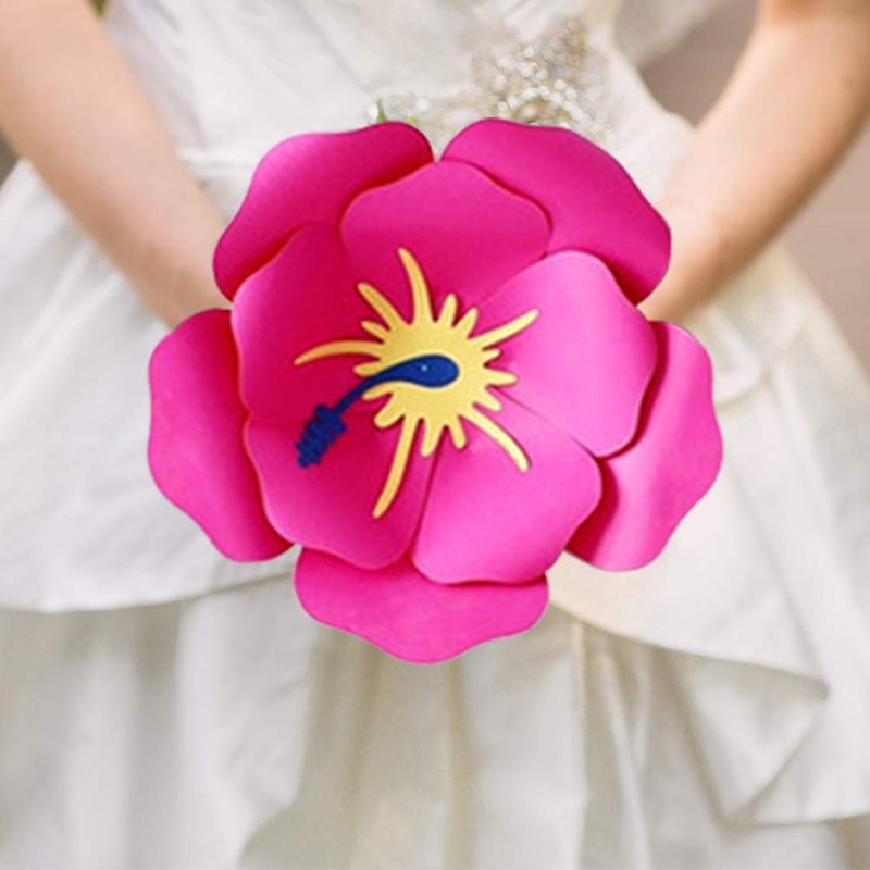 DomeStar Paper Flower Decorations, Luau Hibiscus and Tropical Leaves Multi-Colored Hibiscus Artificial Flowers Mexican Decorations for Hawaiian Party Aloha Party - Image 3